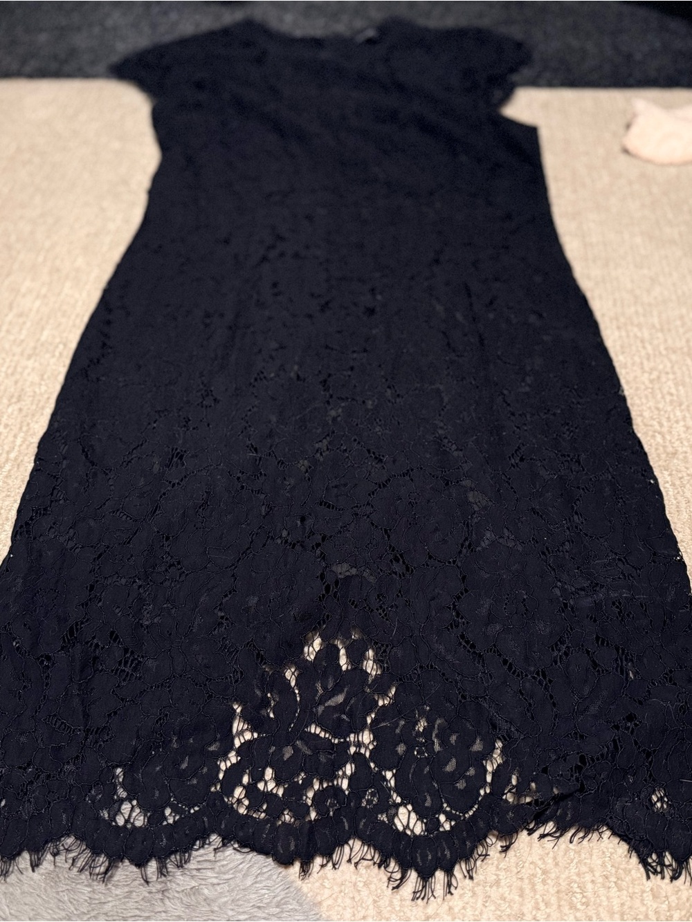 Amazon Black Lace Midi Dress with Scalloped Hem